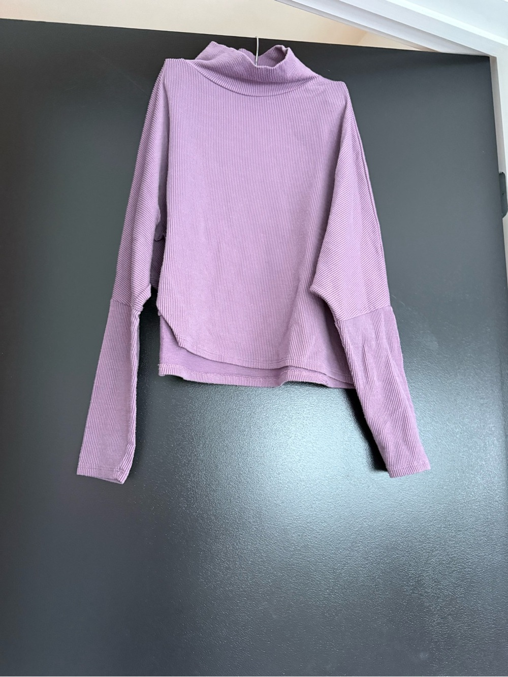 Nordstrom Lilac Ribbed Mock-Neck Long Sleeve Top